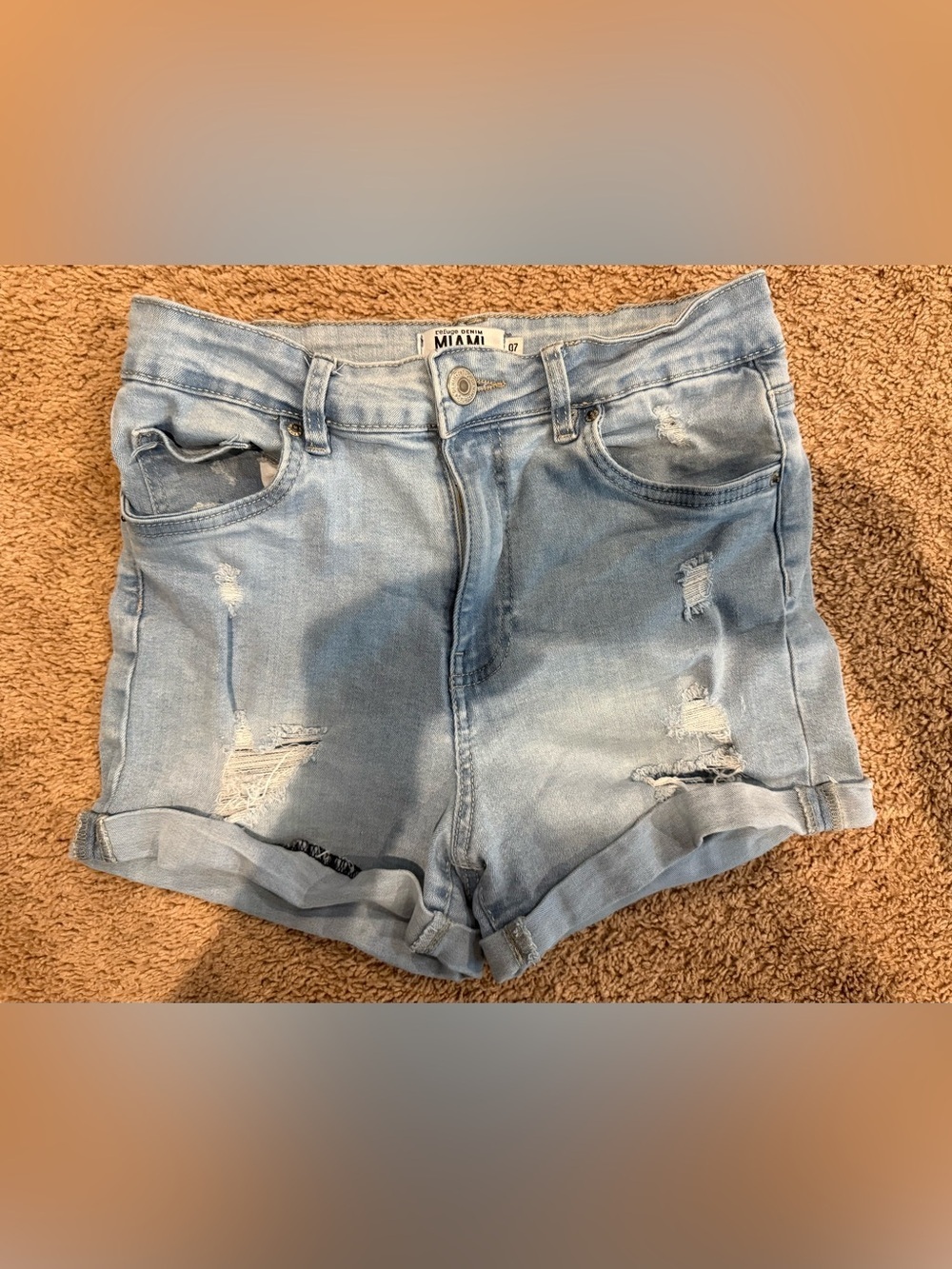 refuge Light Wash Distressed Denim Shorts
